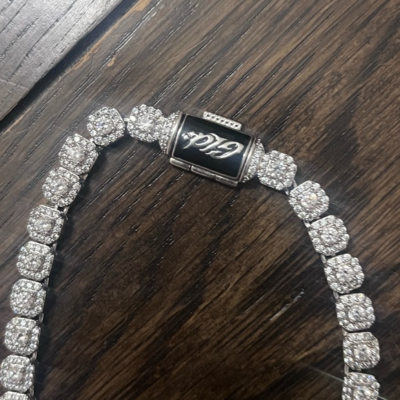 Micro clustered white gold iced out chain. - Picture 3 of 5